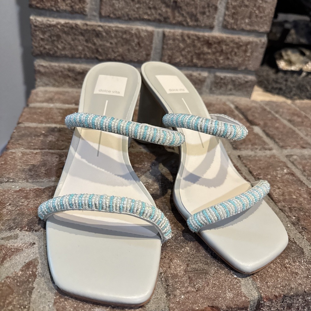 Dolce Vita Womens Nolah Beaded Sandals Mint Multi Leather Block Heel Slides 8.5 - Picture 15 of 15